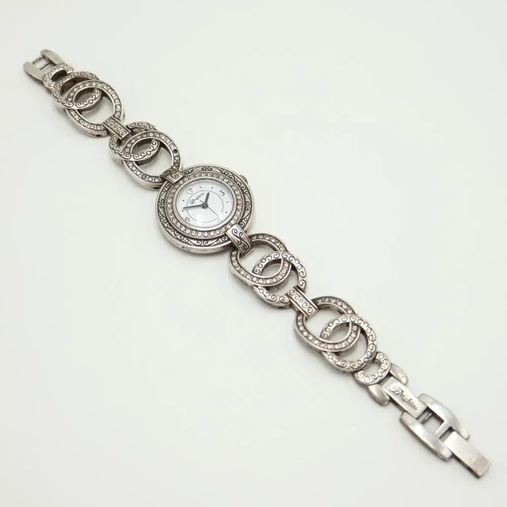 Brighton Stardust Silver Tone 31mm Watch Crystal Metal Bracelet w New Battery